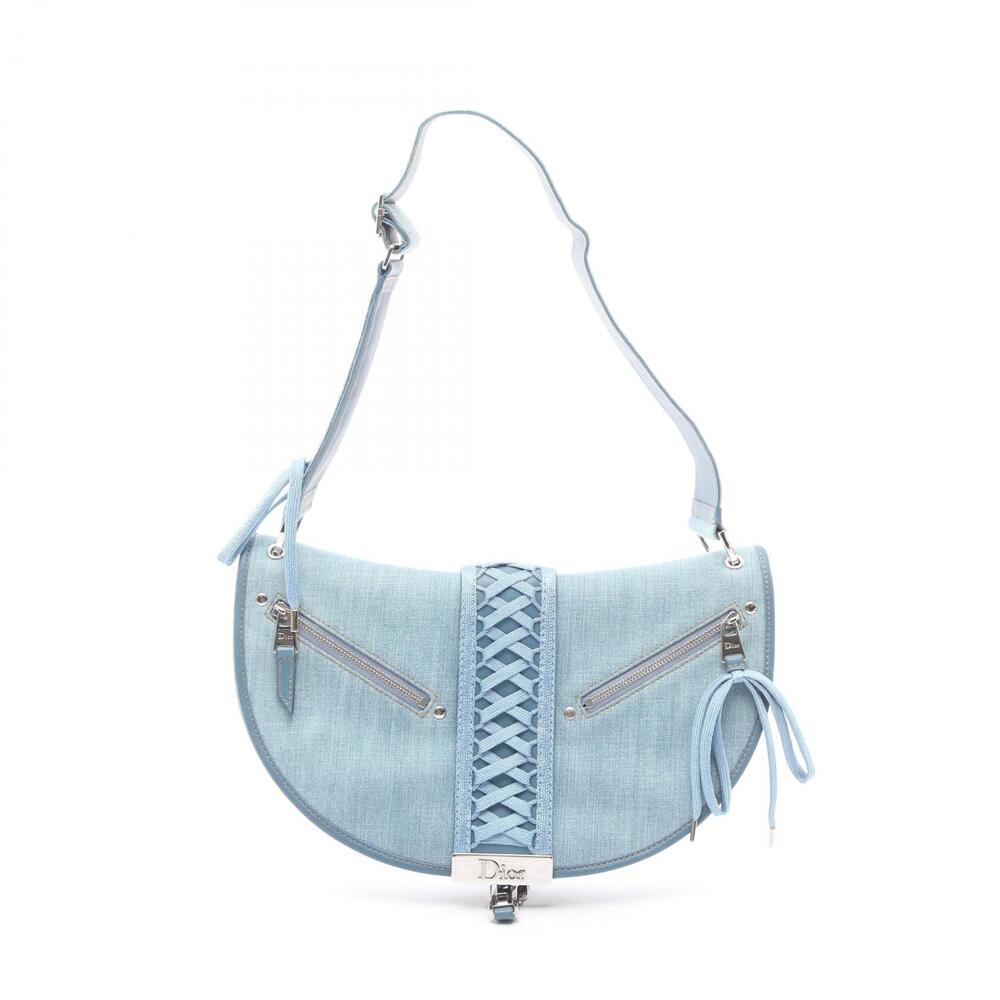 Dior Admit It Shoulder Bag Denim Leather Blue